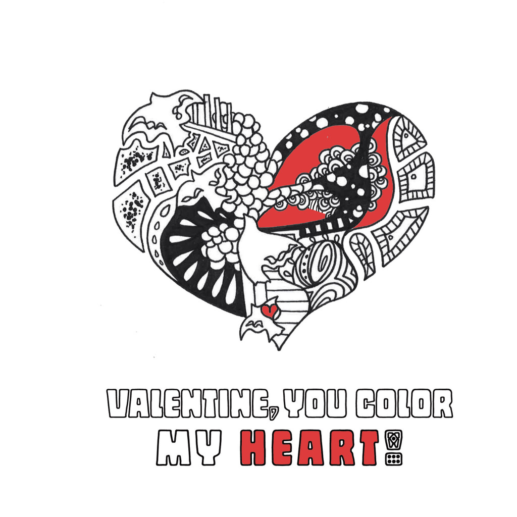 valentines day card coloring pages
